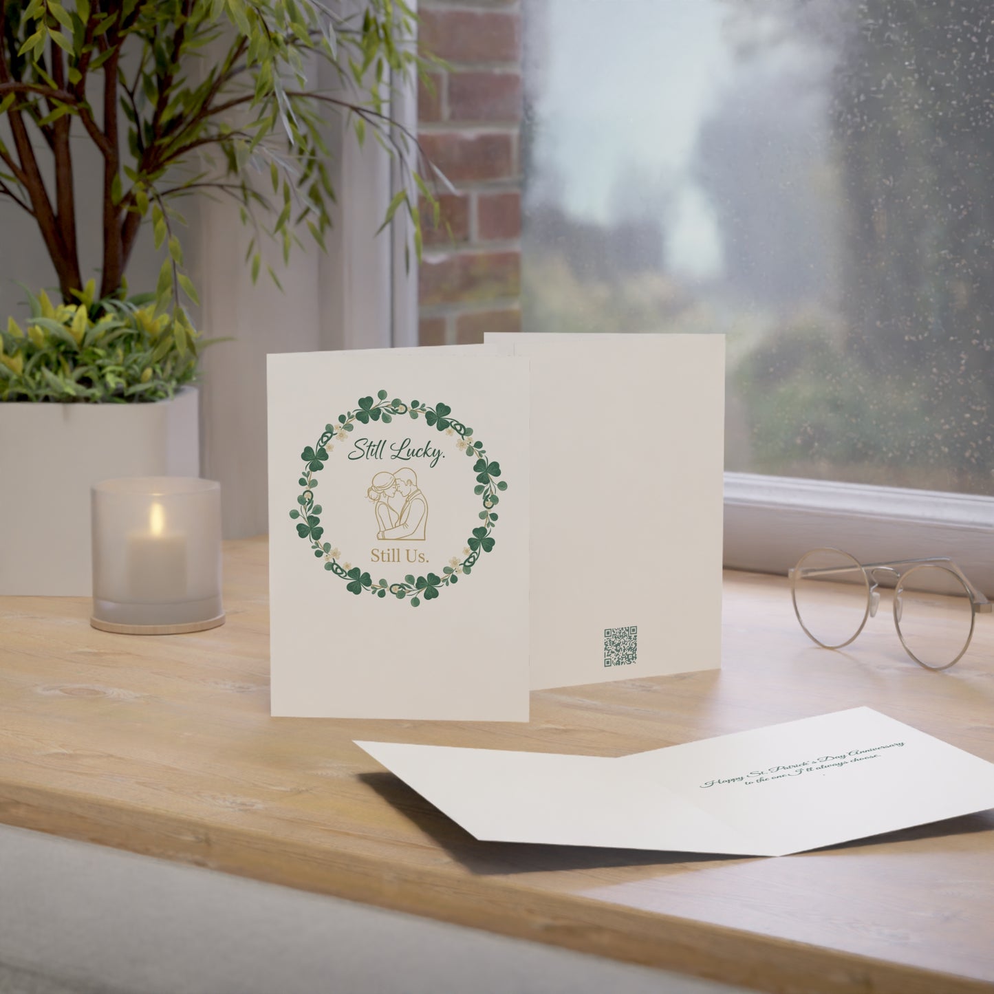 St. Patrick's Day Anniversary Card — "Still Lucky, Still Us" Greeting Card, Personalize