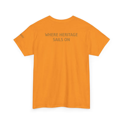 Galway Hooker Nautical T‑Shirt — "Heritage Sails On" Personalized Back & Sleeve Tee