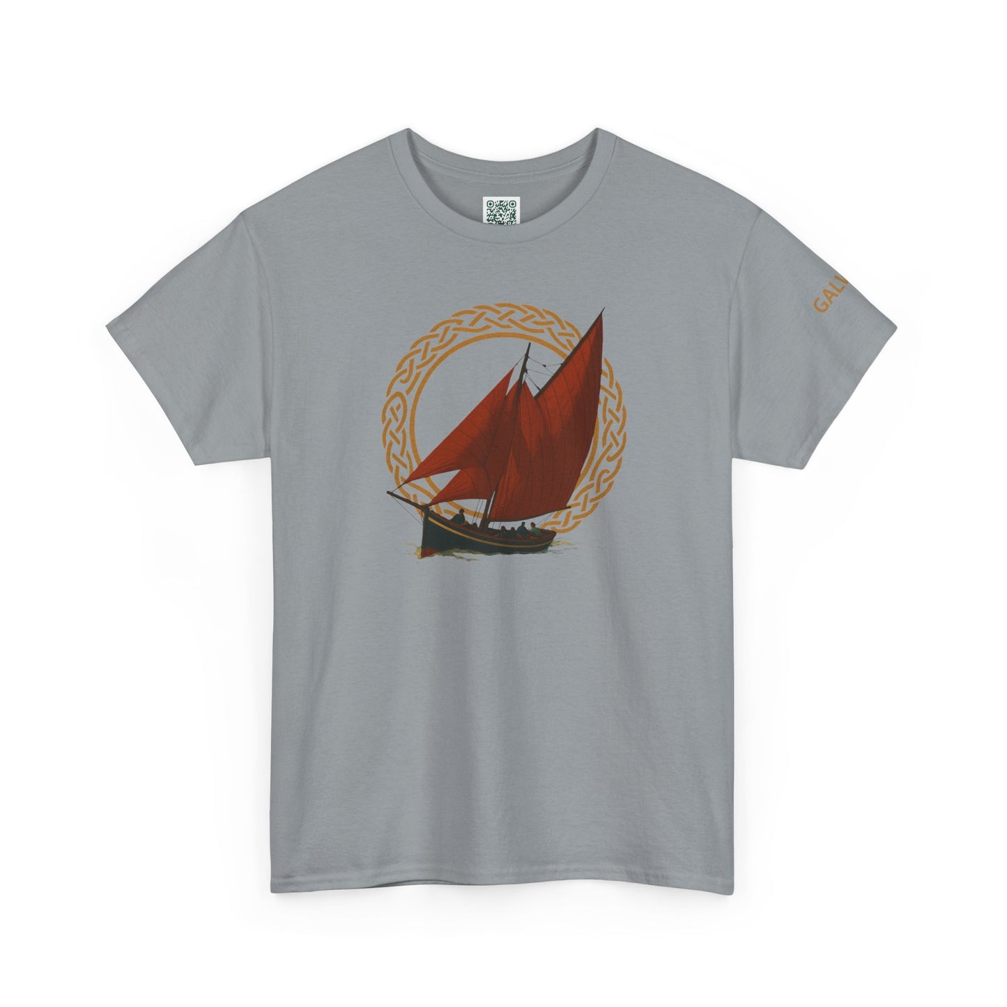 Galway Hooker Nautical T‑Shirt — "Heritage Sails On" Personalized Back & Sleeve Tee