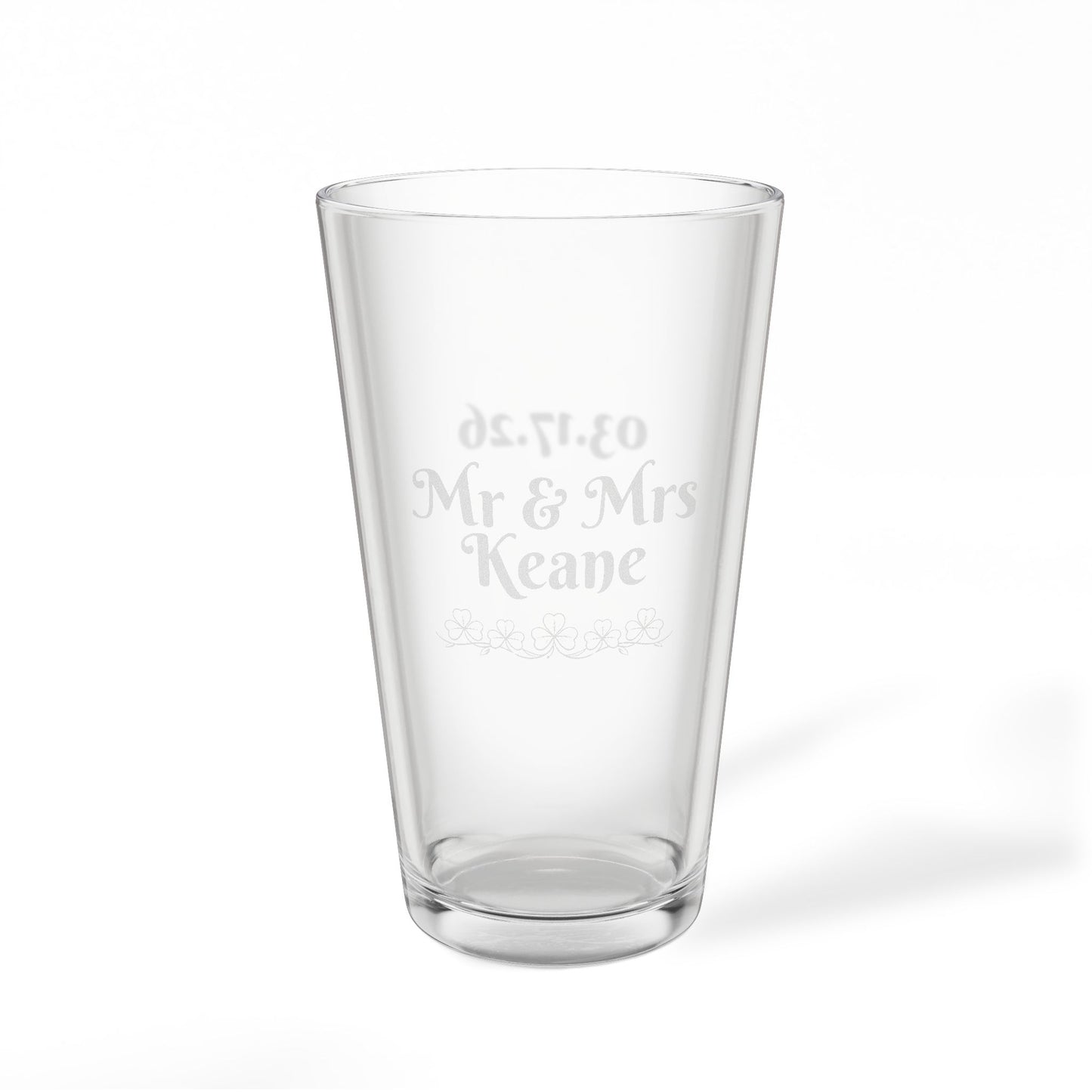 Engraved 16oz Pint Mixing Glass — Personalized Mr. & Mrs. Wedding Keepsake